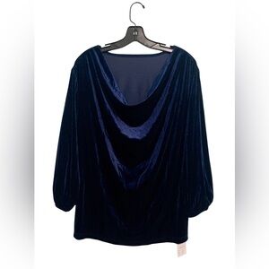 NWT__Navy Cowl-Neck Blouse__NWT